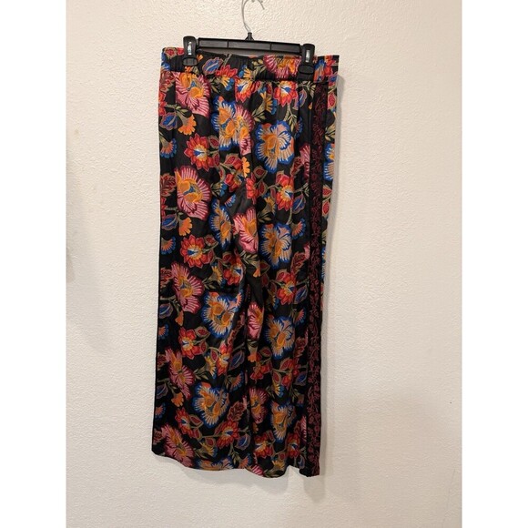 Johnny Was Workshop Floral 100 % Silk Wide Legs Pants Sz Medium - Picture 4 of 5